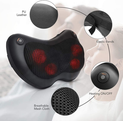 Neck Back Massager Shiatsu Massage Pillow with Heat, Deep Tissue Kneading Massager